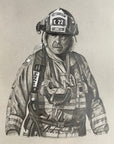 Custom portrait of Lt Chuck Sawers firefighter by Kris Horton