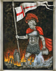 Custom St. Florian painting by Kris Horton, the Patron Saint of Firefighters, saving San Antonio, Texas.