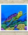 Unframed fine art print of Sea of Colors, a sea turtle painting by Kris Horton