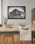My America painting by Kris Horton, framed canvas print hanging in kitchen