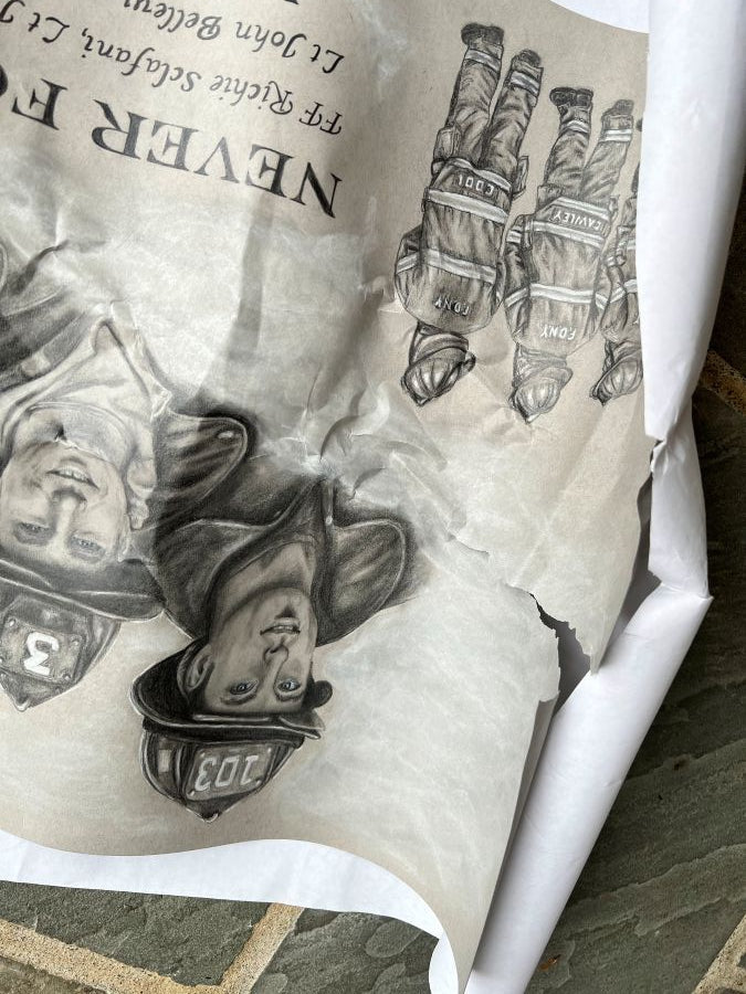 Black Sunday drawing damaged from shipping