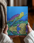 Hardback journal with a sea turtle painting on the cover by Kris Horton