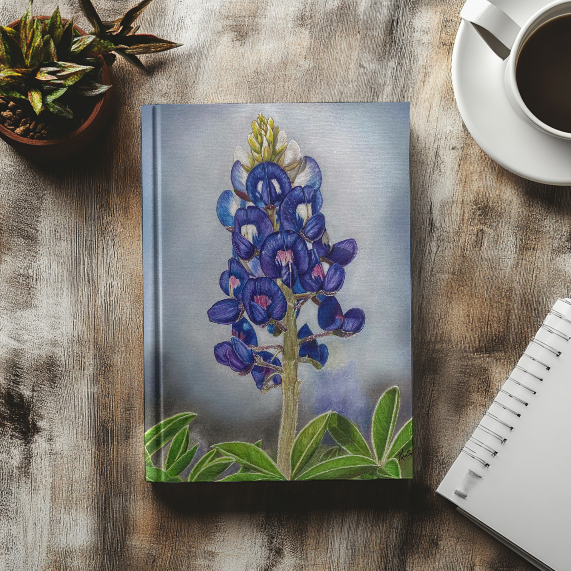 Texas Bloom No. 1 painting by Kris Horton on the cover of a hardback journal