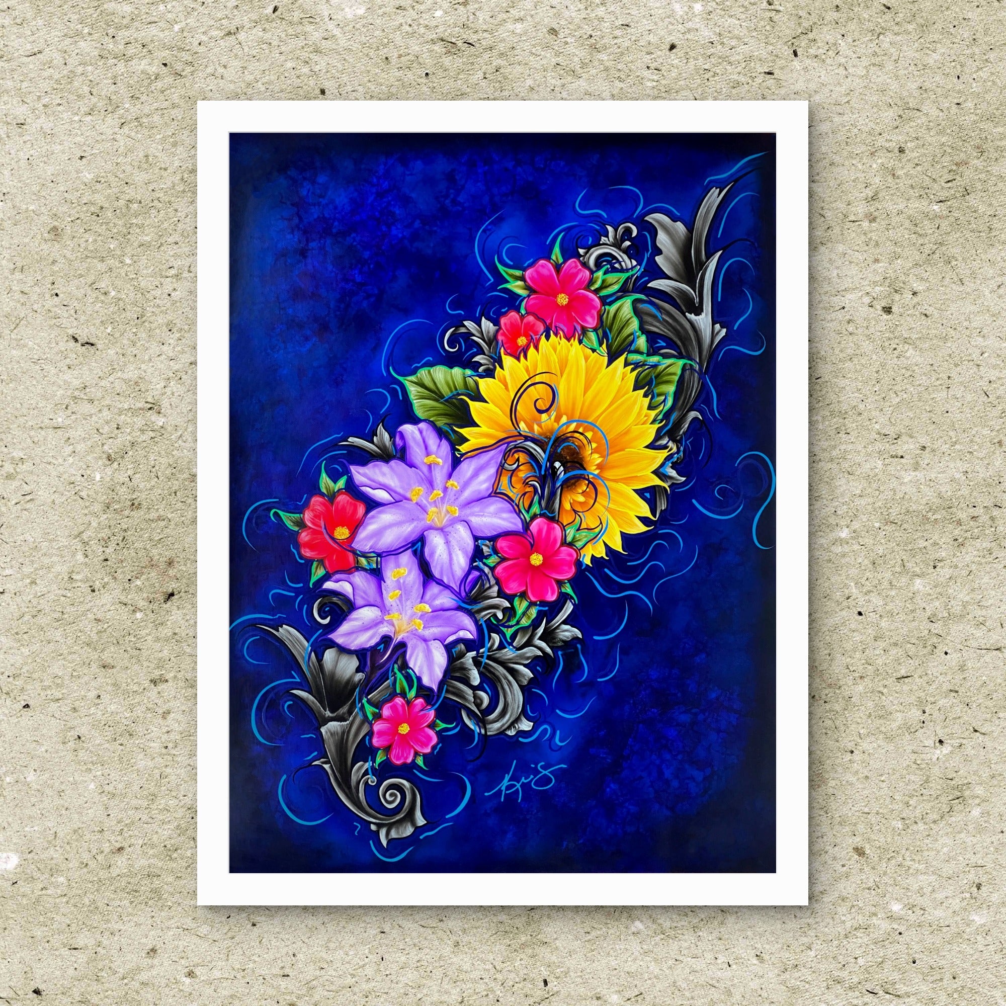 Unframed fine art print of The Color of Happiness, a floral painting by Kris Horton