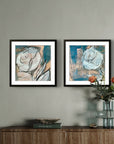Framed abstract floral prints by Kris Horton