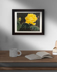 Framed original painting of Beauty Among Thorns hanging in home