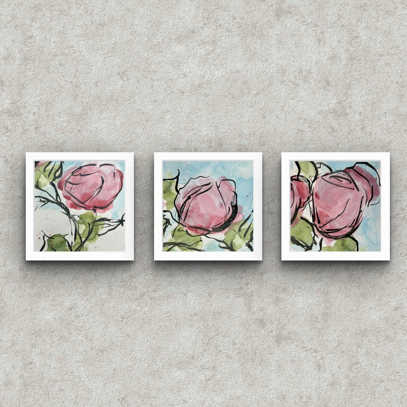 Abstract floral mini print set by Kris Horton on fine art paper