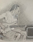 Custom drawing of clients father playing guitar by Kris Horton