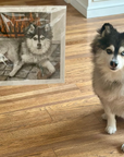 Miller sitting next to his own pet portrait, by Kris Horton