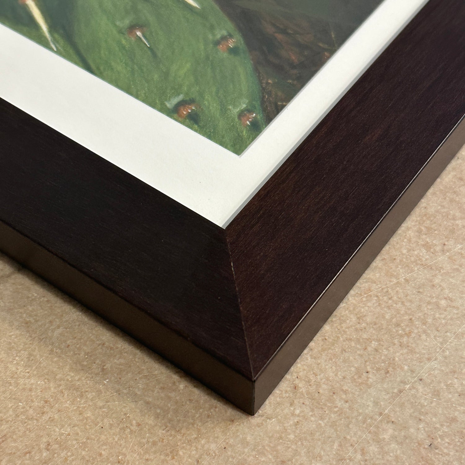 close up of corner of frame of the original painting Beauty Among Thorns by Kris Horton