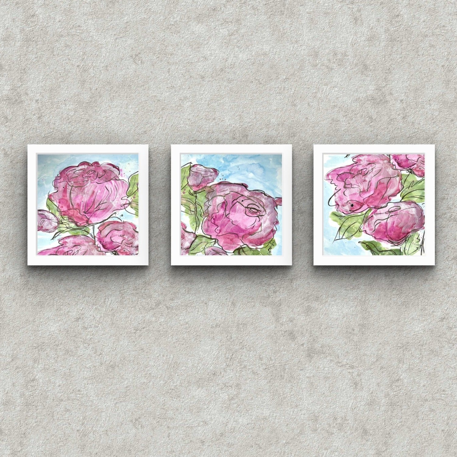 Fine art paper print set, full bloom, abstract roses by Kris Horton