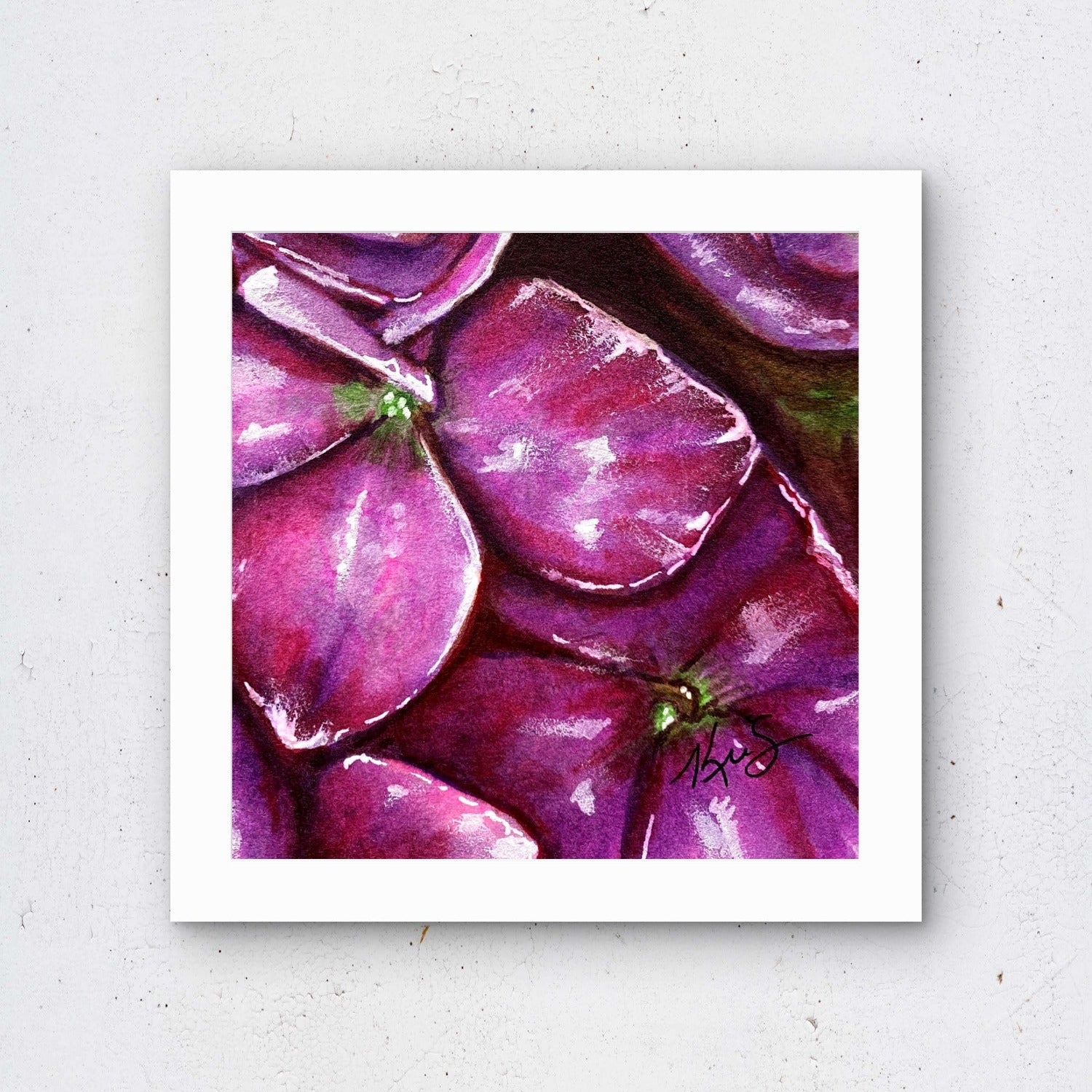 Flower patch painting fine art paper mini print by Kris Horton