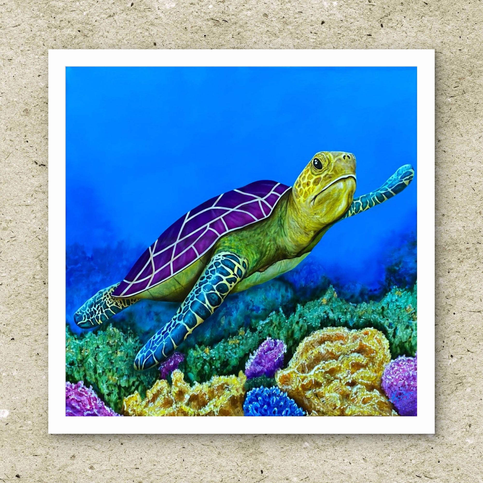 Unframed fine art print of Sea of Colors, a sea turtle painting by Kris Horton
