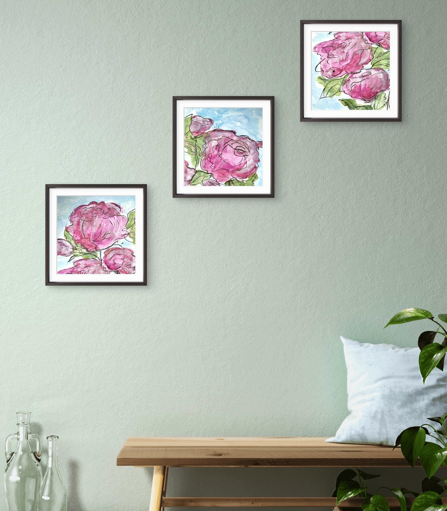 Full Bloom mini print set of abstract roses paintings by Kris Horton