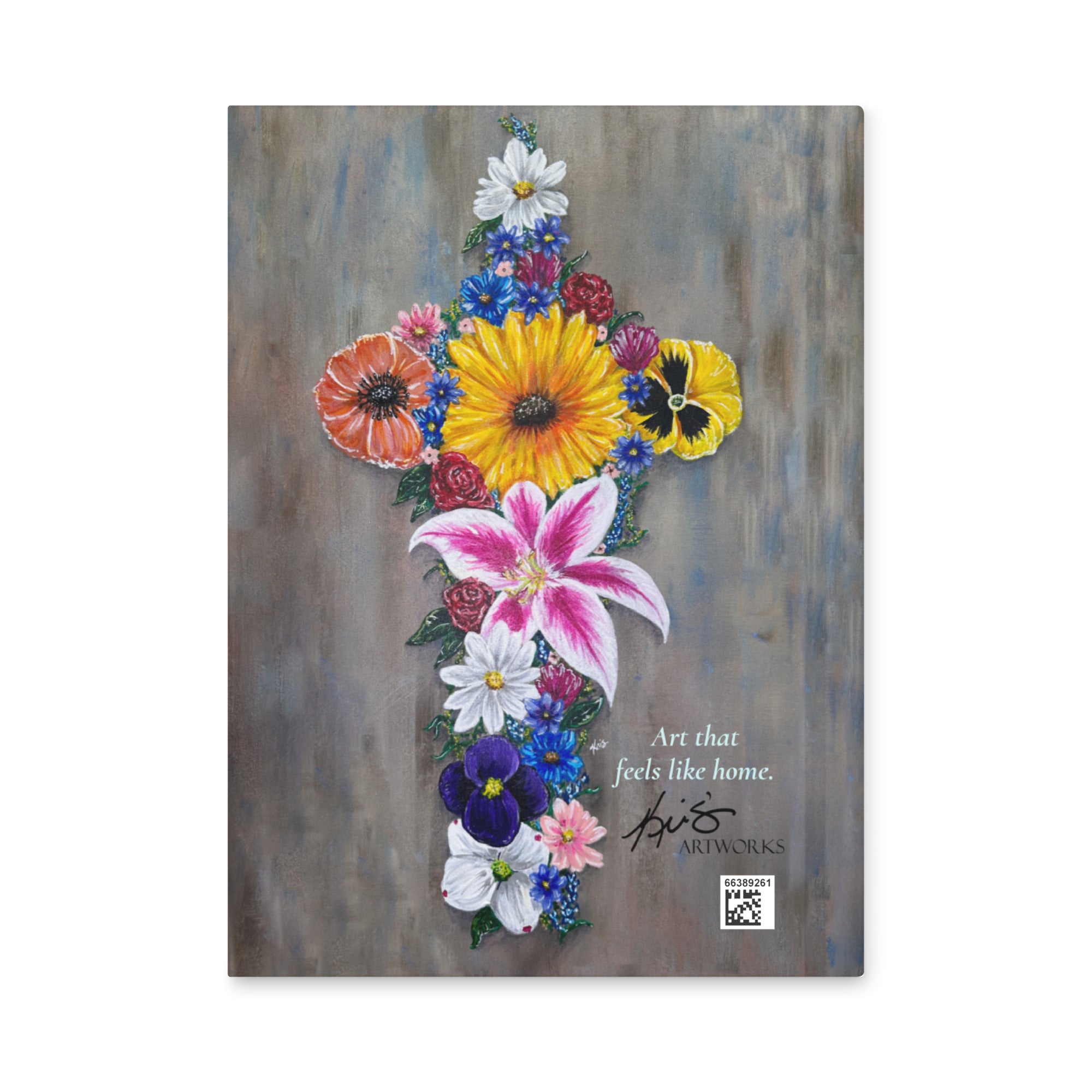 Back cover of journal with Cross in Bloom painting by Kris Horton