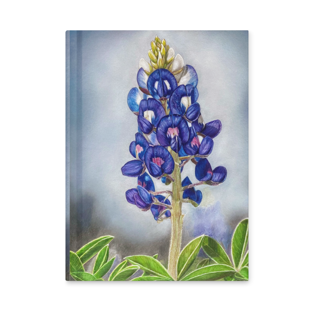 Notebook cover with a painting of bluebonnet by Kris Horton 