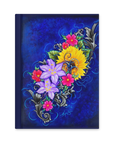 Decorative notebook cover with colorful flowers on a blue background painting by Kris Horton