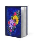 Notebook with colorful floral painting on a blue background by Kris Horton