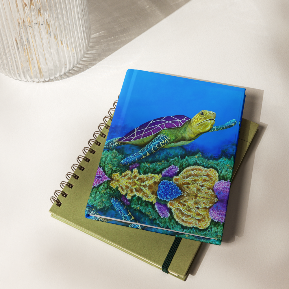 Notebook with a colorful turtle painting by Kris Horton