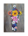 Front cover of journal with painting of vibrant flowers creating a cross by Kris Horton