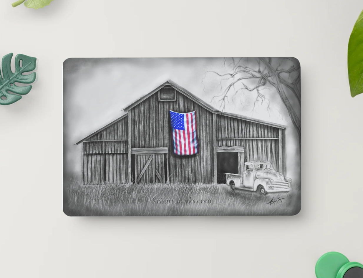 Close up of the 'My America' magnet an americana painting by Kris Horton