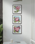 Framed Quiet Bloom mini print set of abstract roses by Kris Horton