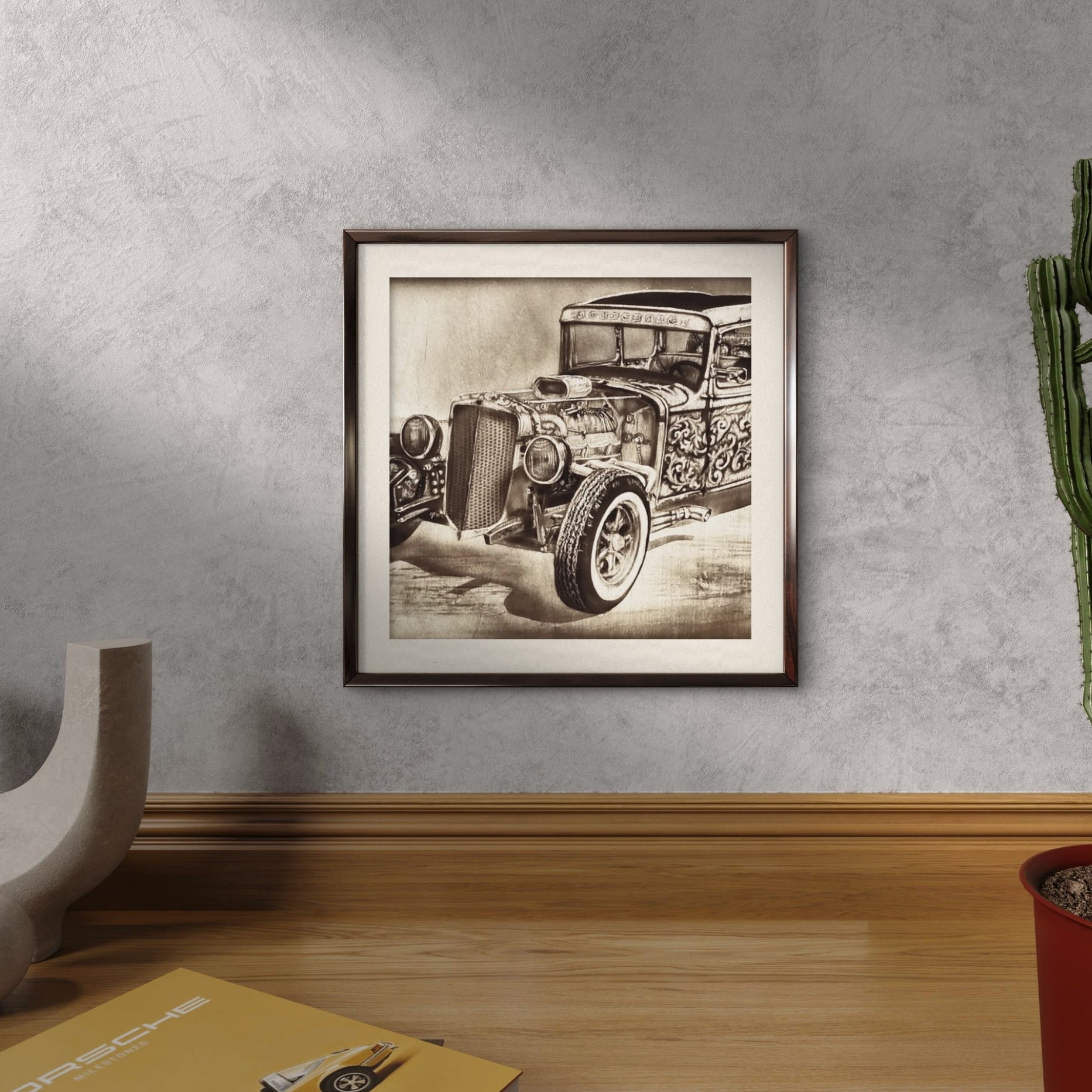 Framed Studebaker painting by Kris Horton mini fine art print