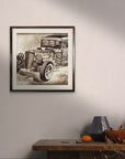 Studebaker vintage car painting by Kris Horton framed fine art mini print