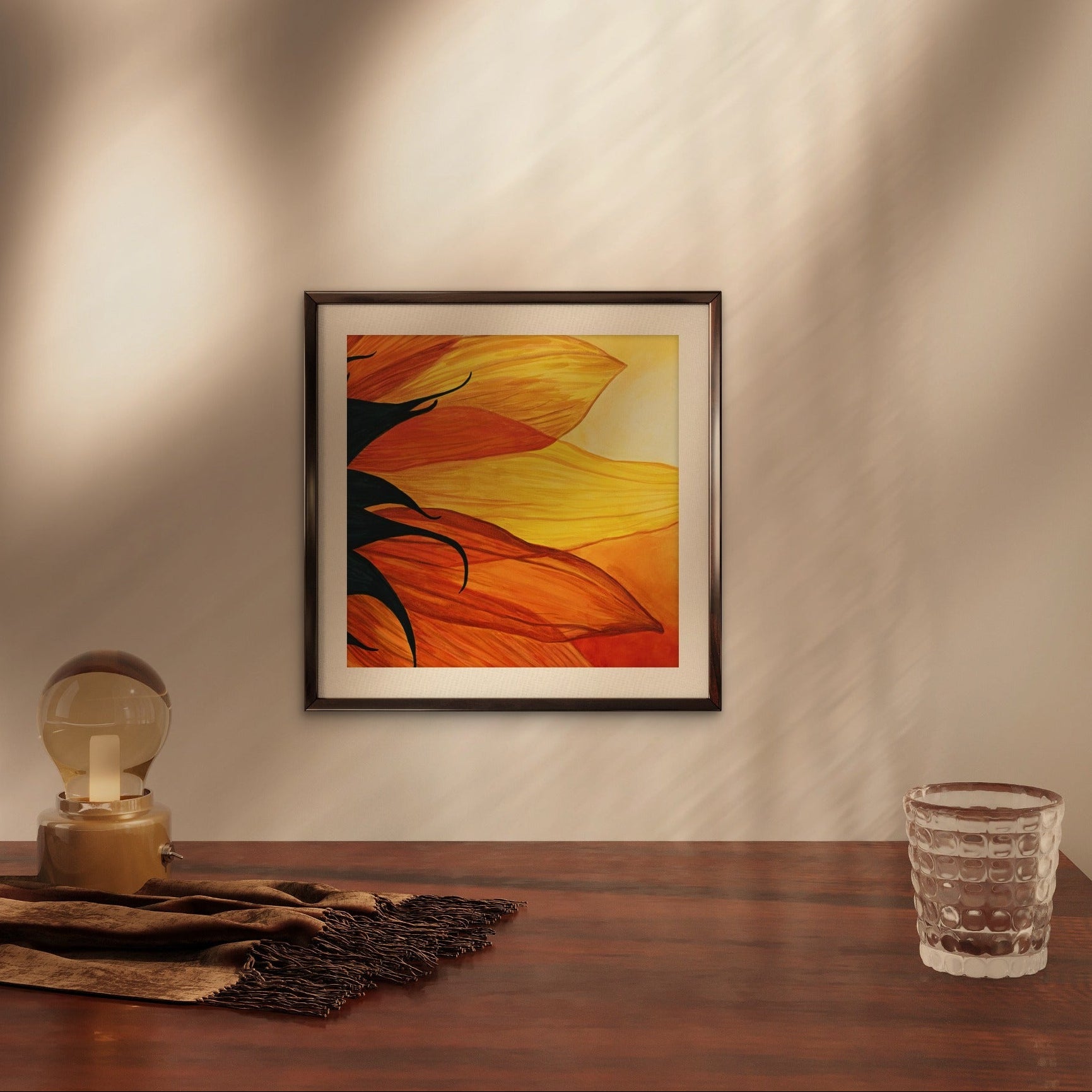 framed mini print of a sunflower painting by Kris Horton