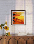 Framed sunflower painting, Petals in the sun by Kris Horton
