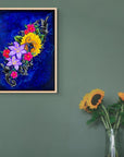 Framed painting by Kris Horton, the Color of Happiness, a vibrant floral painting