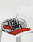 Red Poppy color pop painting on a rolled up blanket by Kris Horton